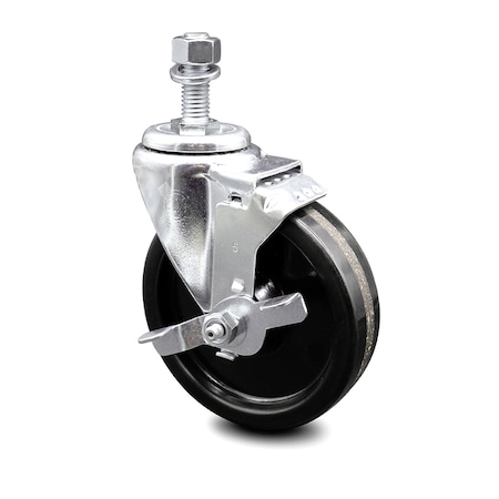 Service Caster 5 Inch Phenolic Wheel Swivel 1/2 Inch Threaded Stem Caster with Brake SCC SCC-TS20S514-PHS-TLB-121315
